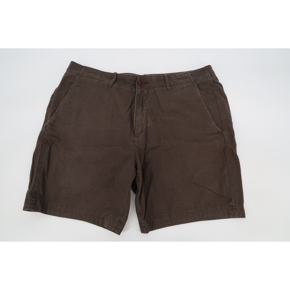 Abercrombie & Fitch Chino Shorts Mens 36 Brown Linen Blend 7" Inseam Casual